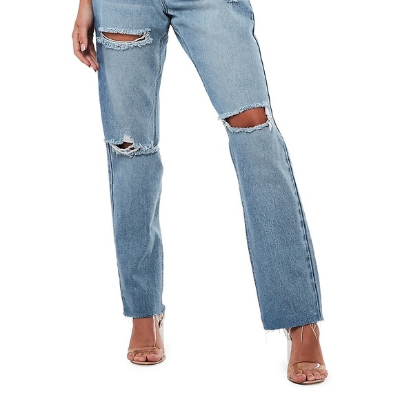 Brand New Misguided High-Waist Straight-Fit Ripped Jeans - Picture 5 of 5